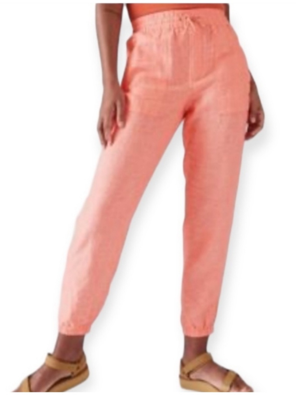 Athleta Retreat Linen Jogger Sunset Glow Orange Coral Lightweight Pants 8